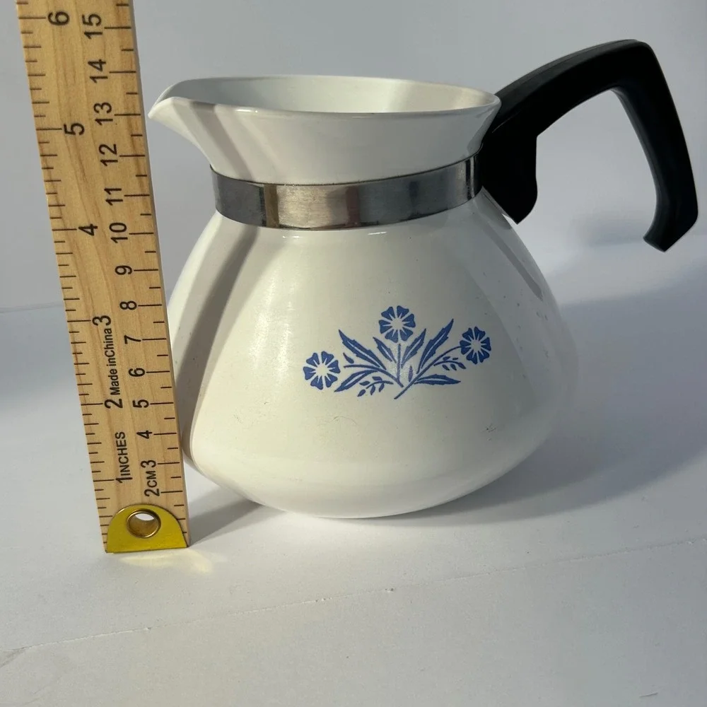Corning Ware 6 Cup Coffee Pot Perculator‎ White Blue Floral Handle